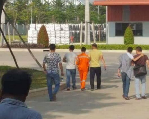 Nghi can bi bắt khi đang làm việc trong công ty tại KCN Mỹ Xuân B1. Ảnh: FB